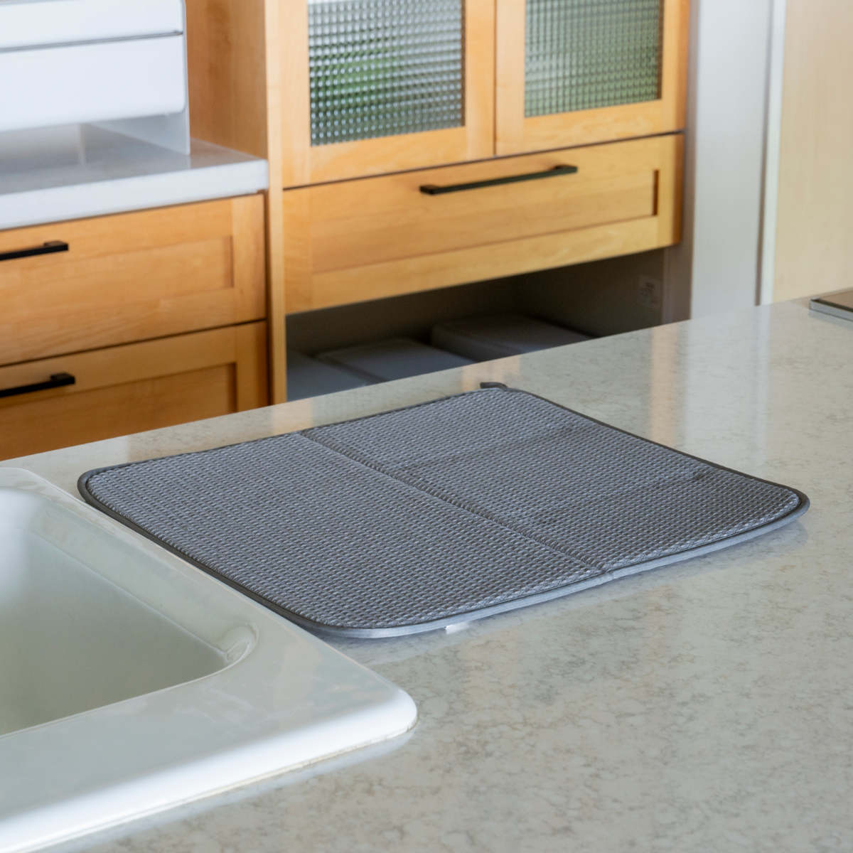 ビーワーススタイル すっきり暮らす水切りマット ( 水切りラック 大判 洗える 畳める 厚手 洗濯対応 吸水速乾マット 食器乾燥マット シンクマット キッチン )