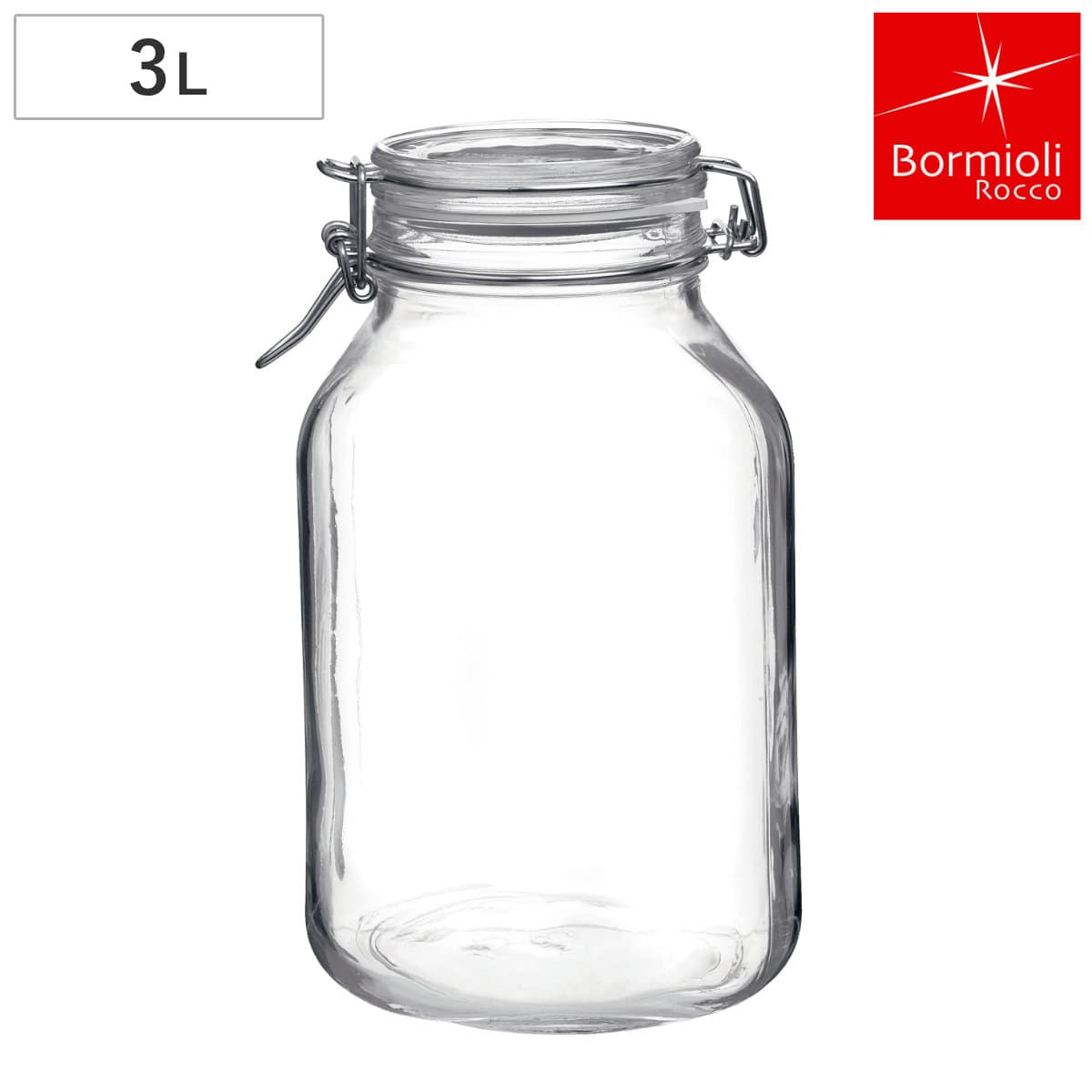 Bormioli Rocco ボルミオリ・ロッコ 保存瓶 フィド CL 3000cc ( ガラス 保存容器 ガラス瓶 梅酒瓶 3L 梅酒ビン 梅ジュース 果実酒 パスタ シリアル 乾物 パッキン付き ピクルス おしゃれ )
