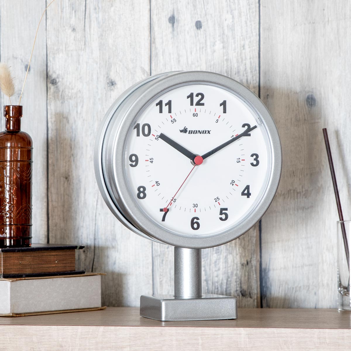 掛け時計 ダルトン DULTON ダブルフェイスクロック ( 壁掛け時計 インテリア ウォールクロック 部屋 壁掛時計 とけい アナログ おしゃれ 電池式 ステップ秒針 角度 自由 オフィス ステーションクロック 両面時計 ) 【アイボリー】 アイボリー