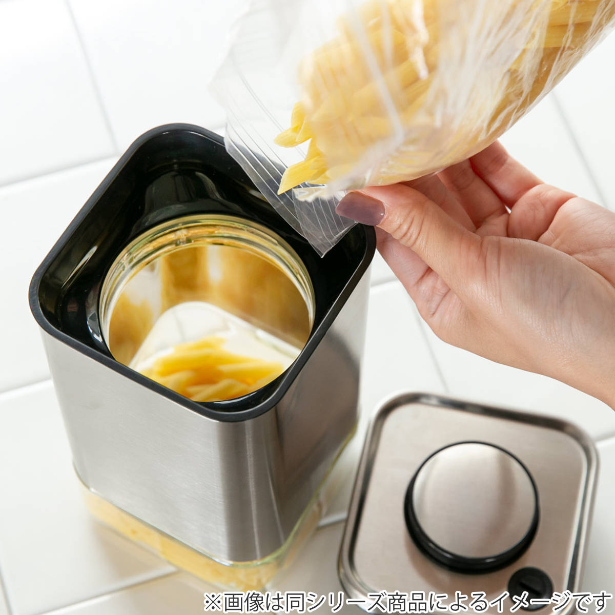 ダルトン 保存容器 2L 角型 キューブジャー ウィズ リッド L ガラス製 ( DULTON キャニスター ストッカー ガラス容器 ステンレス ワンタッチ パスタケース 保存 容器 ガラスジャー 保存瓶 フードストッカー ガラス おしゃれ )