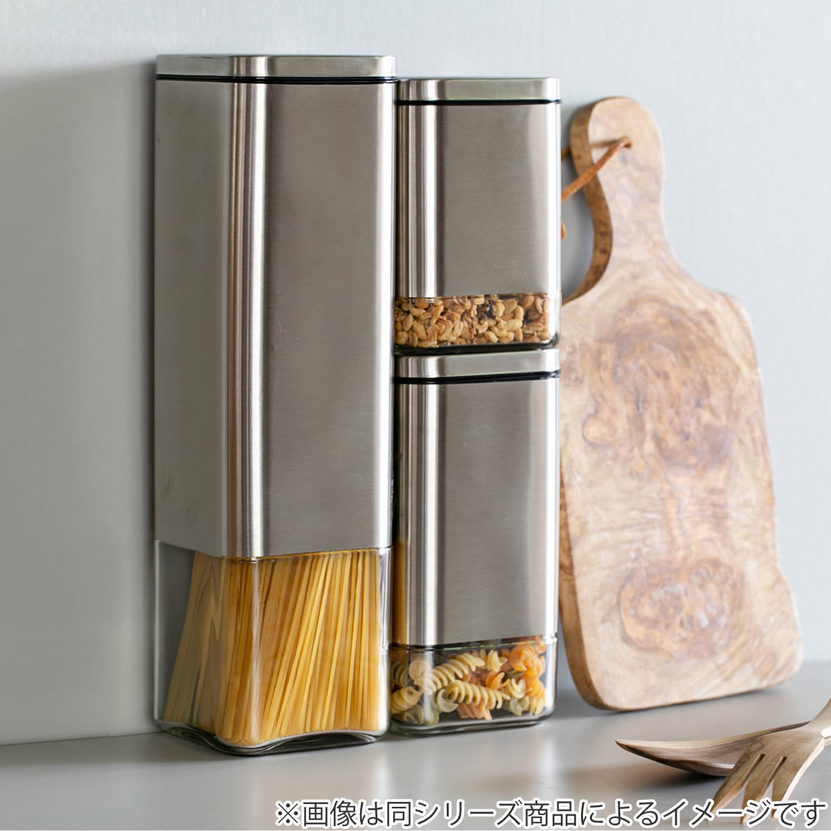 ダルトン 保存容器 2L 角型 キューブジャー ウィズ リッド L ガラス製 ( DULTON キャニスター ストッカー ガラス容器 ステンレス ワンタッチ パスタケース 保存 容器 ガラスジャー 保存瓶 フードストッカー ガラス おしゃれ )