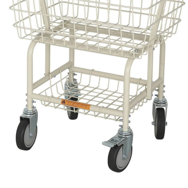 ランドリーワゴン ランドリーカートウィズポールラック アイボリー ダルトン DULTON ランドリーバスケット 洗濯 ワゴン ( 脱衣かご 洗濯物入れ ワイヤー 物干し 室内 洗濯カゴ ワイヤーバスケット 1段 四角 キャスター )