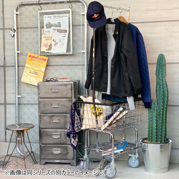 ランドリーワゴン ランドリーカートウィズポールラック アイボリー ダルトン DULTON ランドリーバスケット 洗濯 ワゴン ( 脱衣かご 洗濯物入れ ワイヤー 物干し 室内 洗濯カゴ ワイヤーバスケット 1段 四角 キャスター )