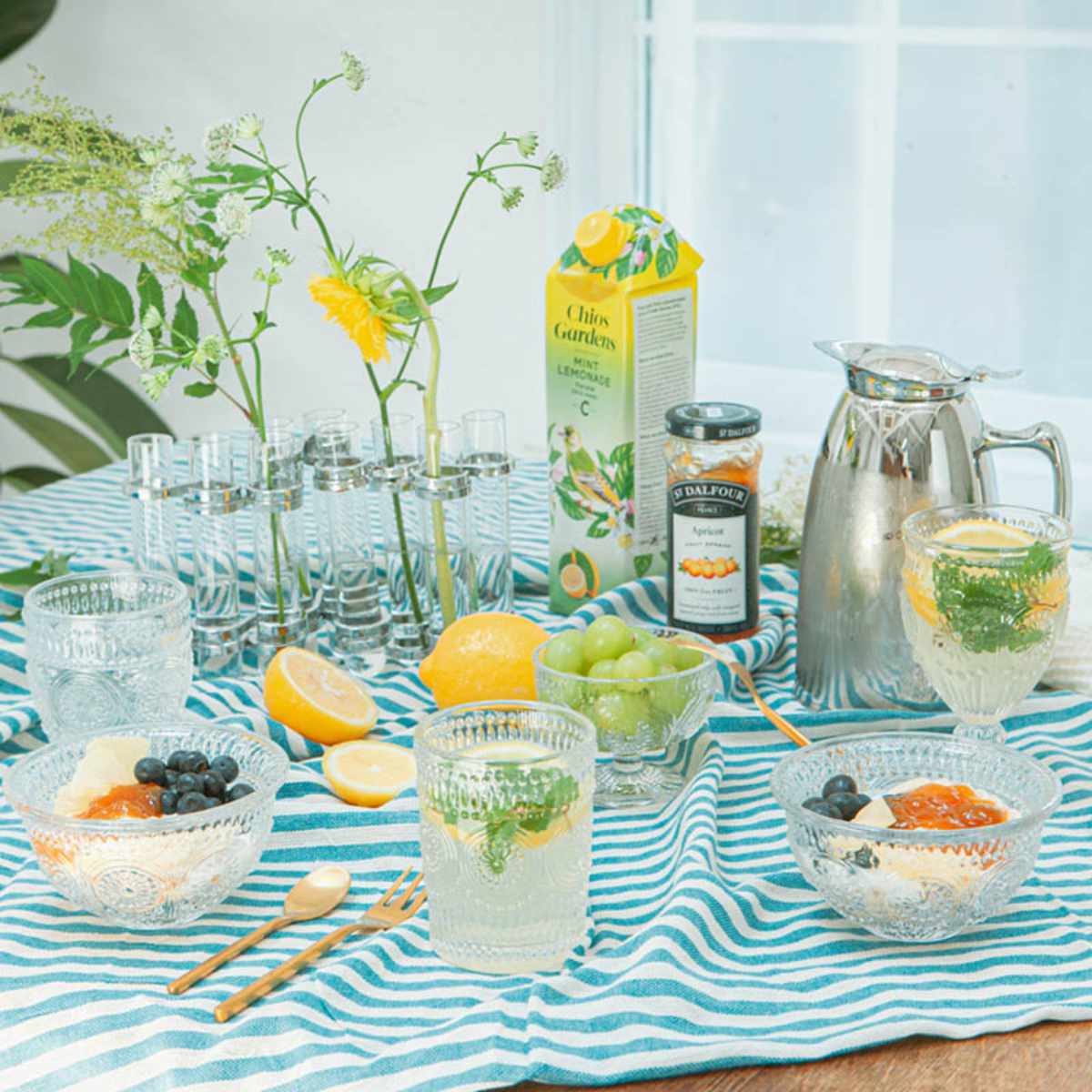 グラス 240ml ガラス アクアグラス マルグリット ドリス ダルトン DULTON ( コップ グラス カップ ビールグラス 食器 カットグラス ガラス食器 おしゃれ 脚付き )