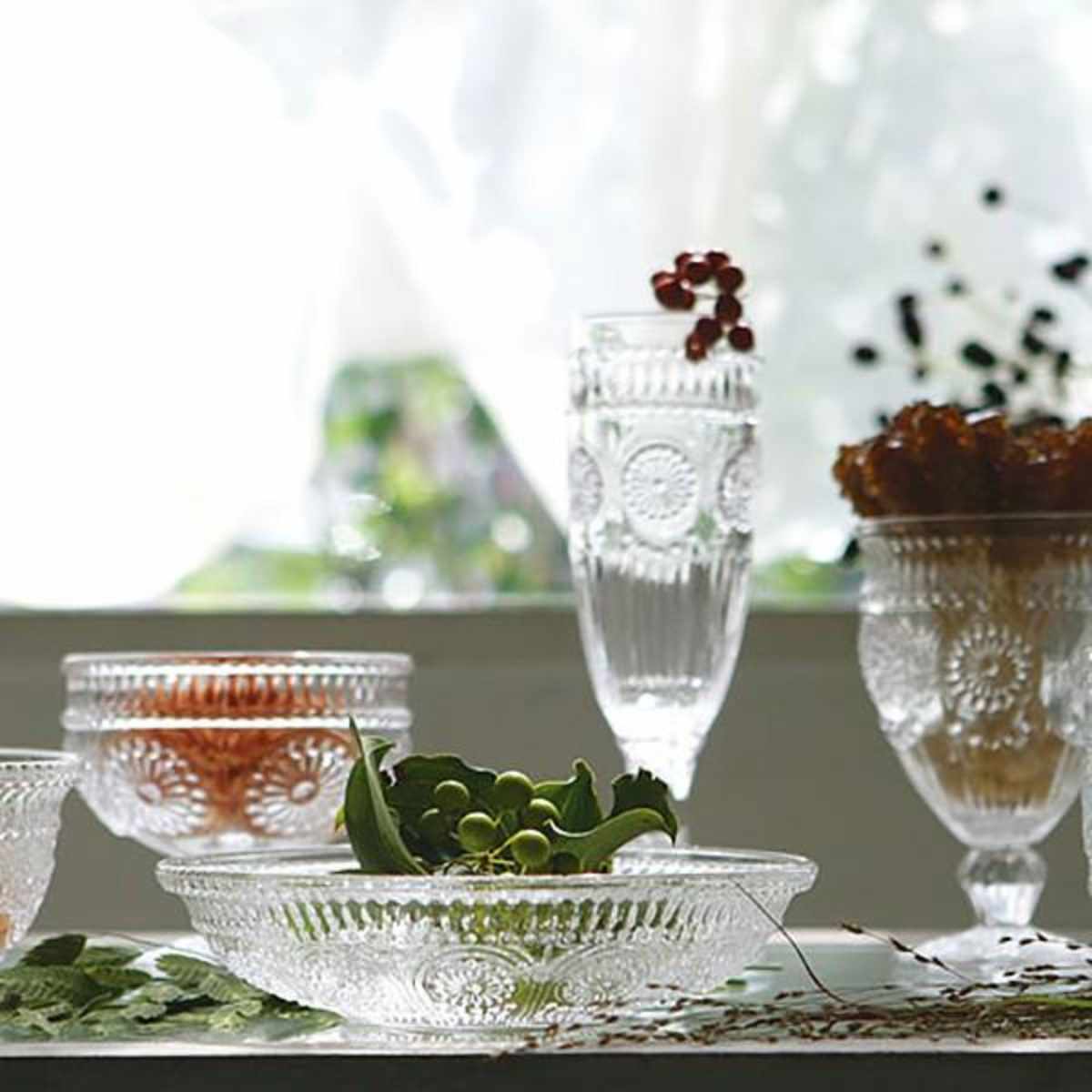 グラス 240ml ガラス アクアグラス マルグリット ドリス ダルトン DULTON ( コップ グラス カップ ビールグラス 食器 カットグラス ガラス食器 おしゃれ 脚付き )