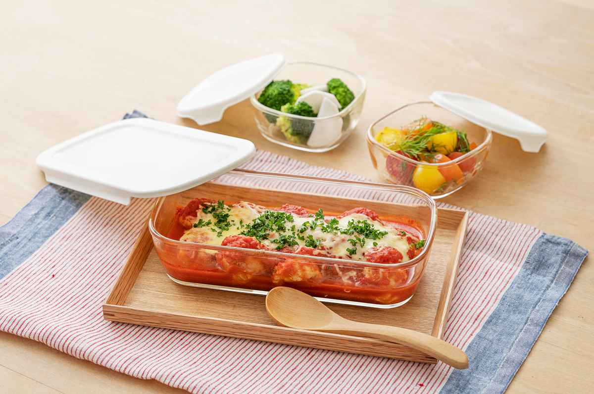 ハリオ 保存容器 250ml 900ml 2L スタッキング耐熱ガラスコンテナ スクエア 7個セット ( HARIO 耐熱ガラス ガラス 電子レンジ対応 食洗機対応 オーブン対応 日本製 耐熱容器 保存 容器 ガラス容器 食品保存 積み重ね 耐熱 )