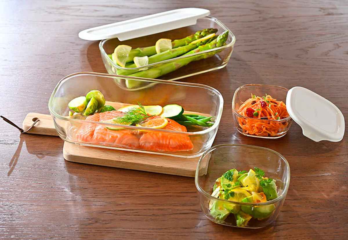 ハリオ 保存容器 250ml 600ml 900ml 1.4L スタッキング耐熱ガラスコンテナ 4個セット ( HARIO 耐熱ガラス ガラス 電子レンジ対応 食洗機対応 オーブン対応 日本製 耐熱容器 保存 容器 ガラス容器 食品保存 積み重ね 耐熱 )