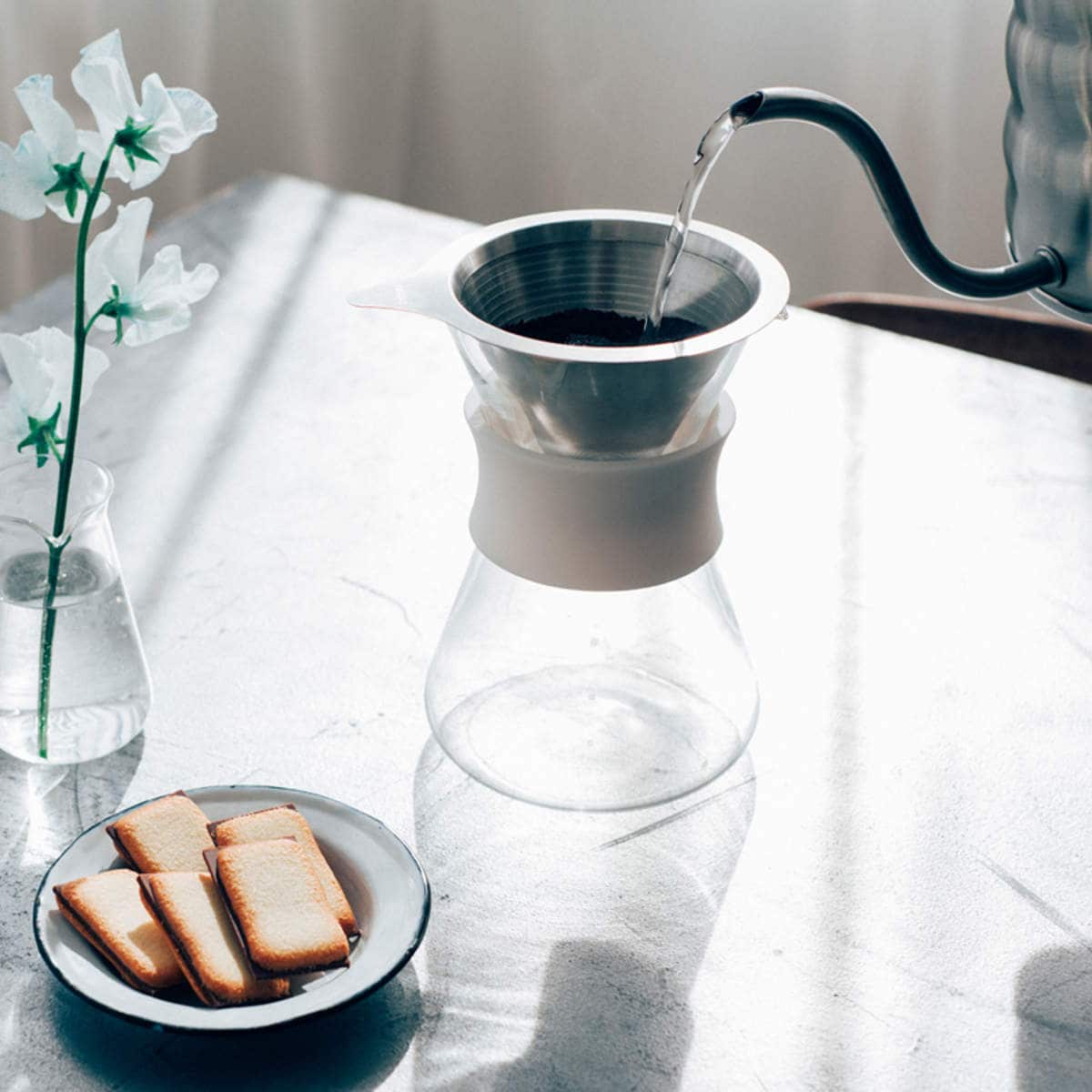 ハリオ コーヒーメーカー 400ml Glass Coffee Maker 耐熱ガラス ( HARIO 食洗機対応 ドリッパー コーヒーサーバー コーヒージャグ ブリュワー ステンレス エッチング加工 二重構造 ペーパーレス 目盛り付き おしゃれ )