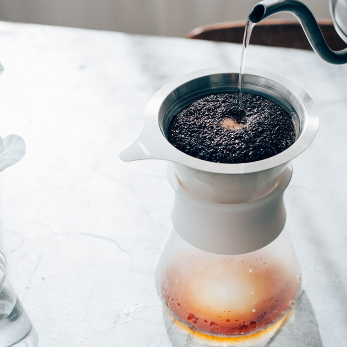 ハリオ コーヒーメーカー 400ml Glass Coffee Maker 耐熱ガラス ( HARIO 食洗機対応 ドリッパー コーヒーサーバー コーヒージャグ ブリュワー ステンレス エッチング加工 二重構造 ペーパーレス 目盛り付き おしゃれ )