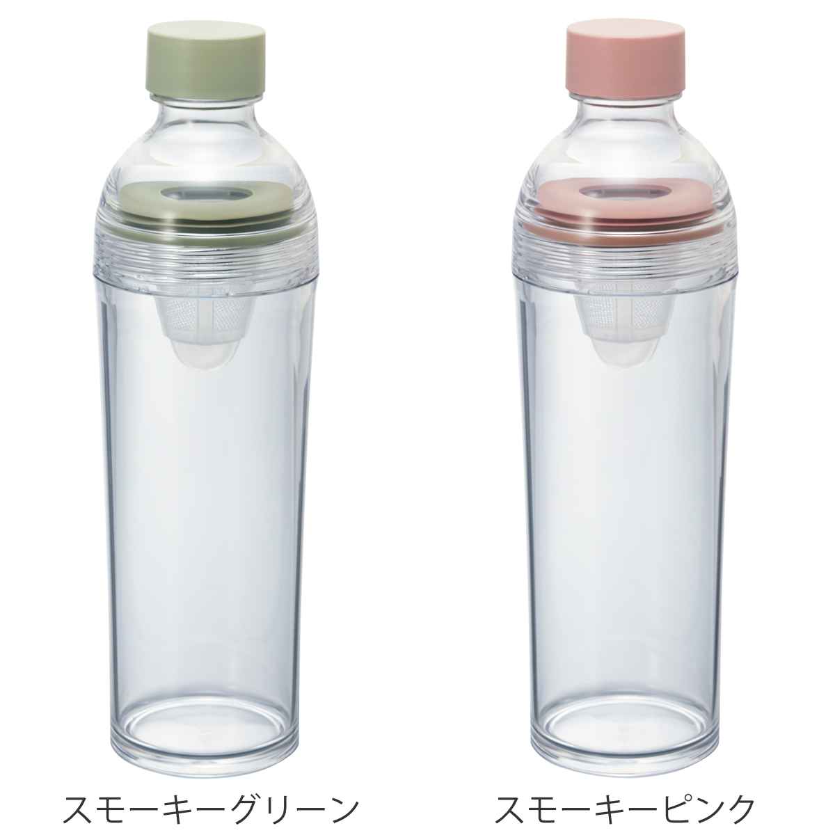 ハリオ フィルターインボトル ポータブル 400ml プラスチック FIBP-40 ( HARIO 食洗機対応 冷水筒 水差し 麦茶ポット 水さし 冷水ポット Filter-in Bottle Portable 持ち運び 熱湯 スリム ストレーナー付き おしゃれ ) 【スモーキーピンク】 スモーキーピンク