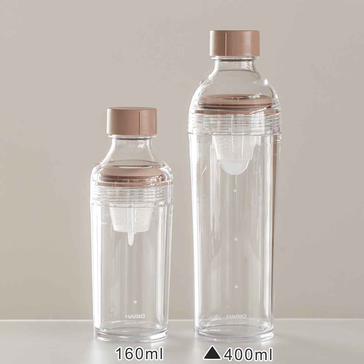 ハリオ フィルターインボトル ポータブル 400ml プラスチック FIBP-40 ( HARIO 食洗機対応 冷水筒 水差し 麦茶ポット 水さし 冷水ポット Filter-in Bottle Portable 持ち運び 熱湯 スリム ストレーナー付き おしゃれ ) 【スモーキーピンク】 スモーキーピンク