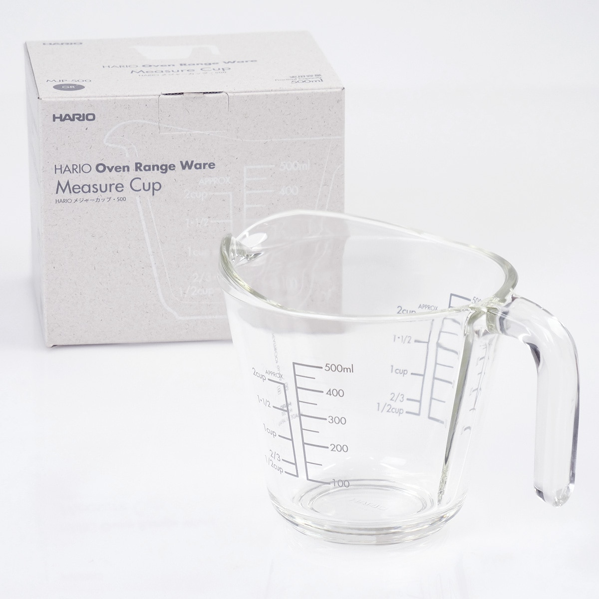ハリオ メジャーカップ 500ml 耐熱ガラス 取っ手付き ( HARIO 計量コップ メジャーコップ 熱湯OK 500cc ガラス製 電子レンジ対応 食洗機対応 レンジOK オーブン対応 計量器具 計量ツール 目盛り メモリ付き 持ち手付き 下ごしらえ )