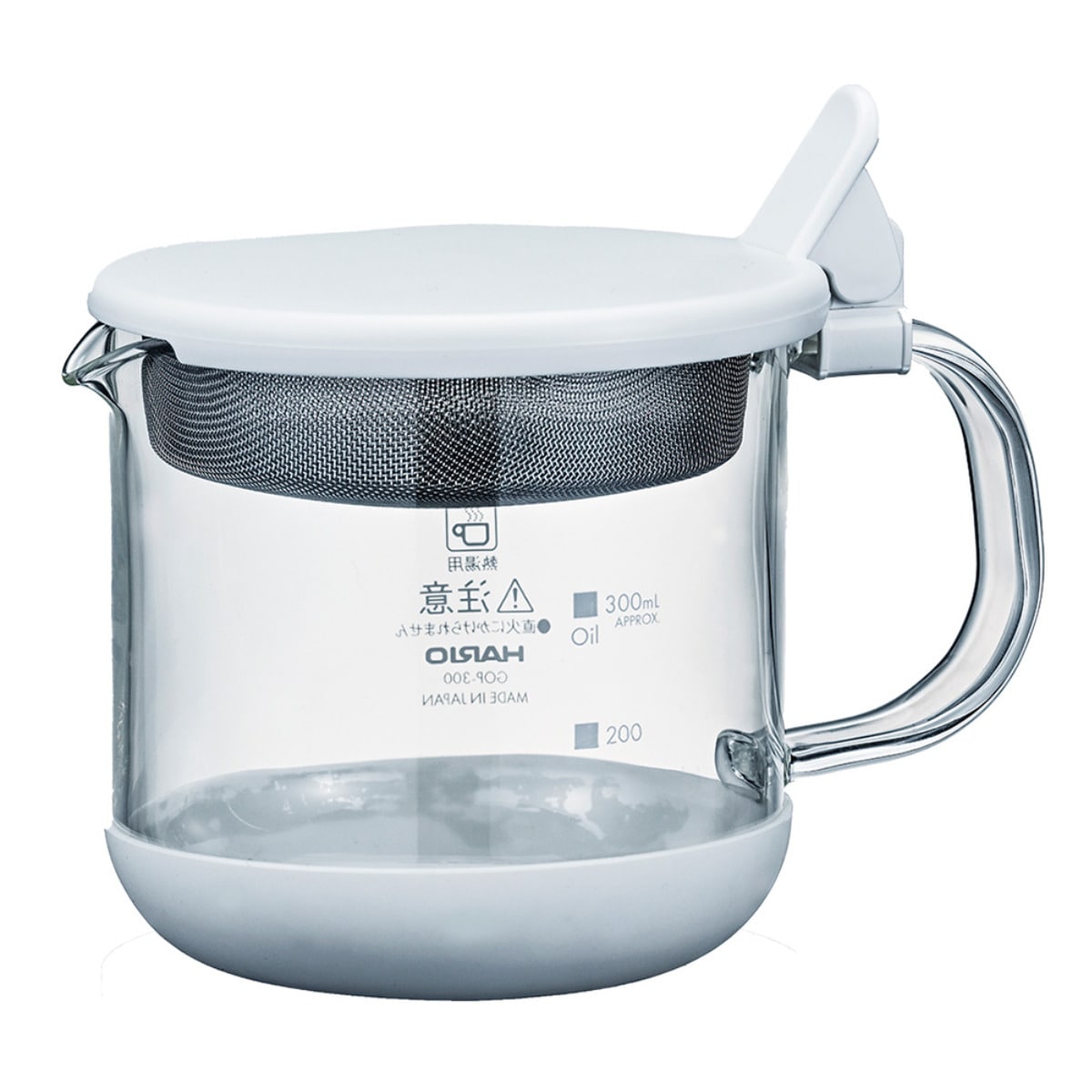 ハリオ ガラスのオイルポット 300ml ガラスのある生活 ( HARIO 食洗機対応 油こし器 油濾過 油ポット ミニ こし網付き 日本製 0.3L 油濾し ろ過 注ぎ口付き 目盛り付き 調理器具 調理用品 油保存 キッチン用品 )