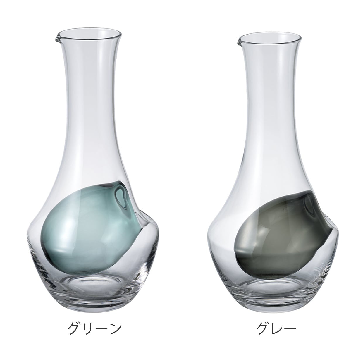 HARIO クールカラフェ N ( ハリオ 360ml 氷ポケット ガラス カラフェ 徳利 2合分 冷酒 日本酒 ポット 酒器 お酒 酒 スタイリッシュ おしゃれ モダン シンプル ) 【グレー】 グレー