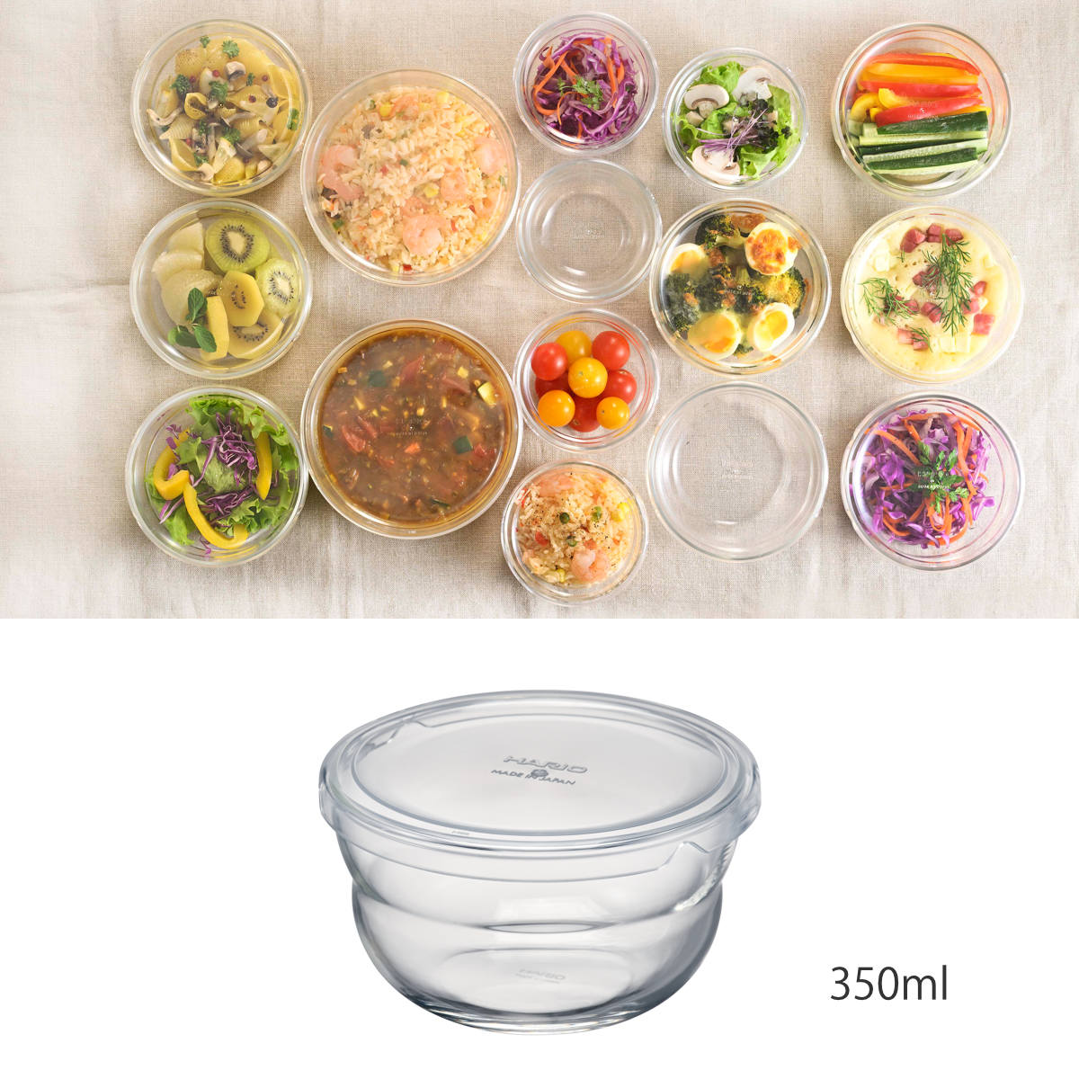 HARIO ハリオ 保存容器 ボウルップ 耐熱ガラス保存ボウル 350 ( ボウル 耐熱ガラス ガラス 電子レンジ対応 食洗機対応 オーブン対応 日本製 耐熱容器 蓋つき 保存 容器 食品保存 ガラス容器 ガラス保存容器 BPAフリー フタ )