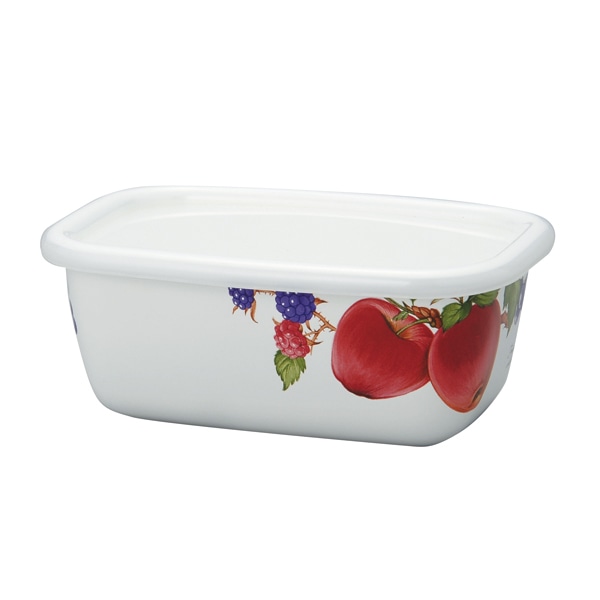 保存容器 M 600ml ホーロー製 フルータスコレクション2 フタ付き ( ホーロー容器 琺瑯容器 ストッカー 琺瑯製保存容器 角型容器 オーブン対応 冷凍保存 スクエア フードコンテナ 食品保存 おしゃれ ハニーウェア )