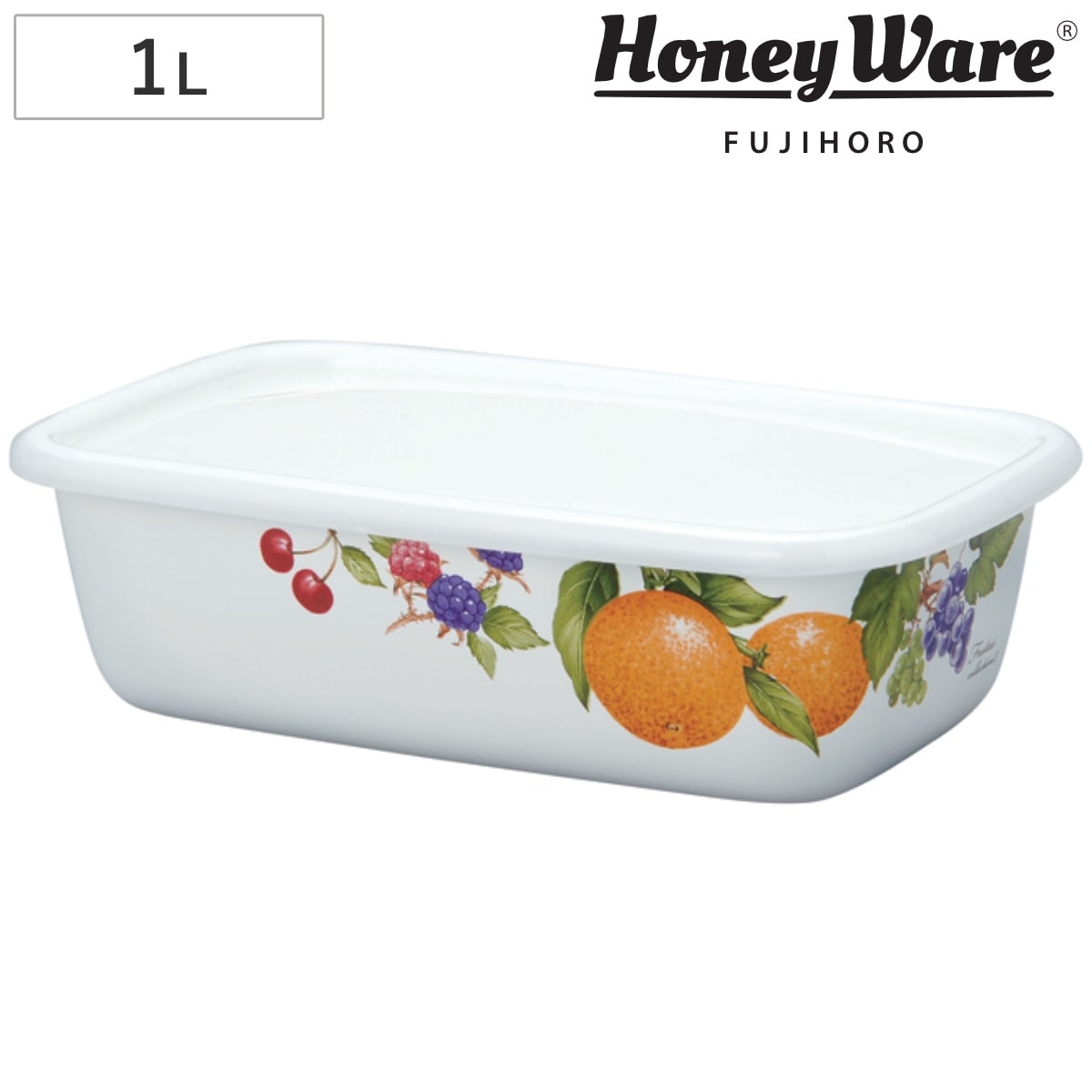 保存容器 L 1L ホーロー製 フルータスコレクション2 フタ付き ( ホーロー容器 琺瑯容器 ストッカー 琺瑯製保存容器 角型容器 オーブン対応 冷凍保存 スクエア フードコンテナ 食品保存 おしゃれ ハニーウェア )