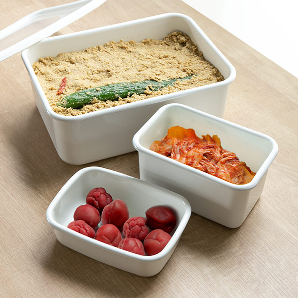 保存容器 ホーロー製 1.6L 角型 富士ホーロー 浅型角容器 L Konte コンテ ( HoneyWare ストックポット 調味料入れ ストッカー 容器 フードコンテナ 作り置き ぬか漬け容器 漬物容器 食品保存 オーブン対応 おしゃれ 白 ホワイト )