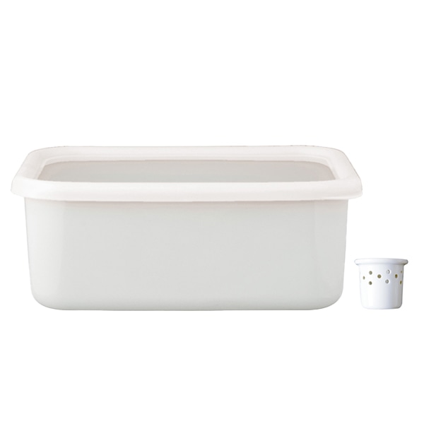 ぬかづけ容器 角型 ホーロー製 水抜き付き 2.8L HoneyWare 富士ホーロー ( ぬか漬け容器 漬物容器 水取り器付き 漬物桶 漬け物桶 ホーロー容器 琺瑯容器 保存容器 食品保存 おしゃれ ハニーウェア )