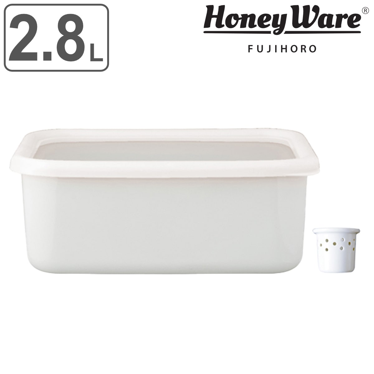 ぬかづけ容器 角型 ホーロー製 水抜き付き 2.8L HoneyWare 富士ホーロー ( ぬか漬け容器 漬物容器 水取り器付き 漬物桶 漬け物桶 ホーロー容器 琺瑯容器 保存容器 食品保存 おしゃれ ハニーウェア )