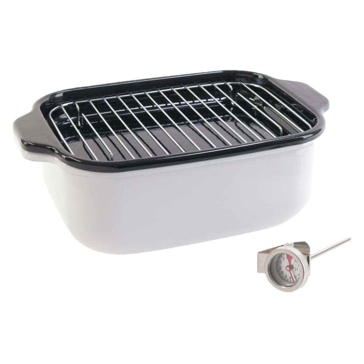 角型天ぷら鍋 IH対応 ワイド 富士ホーロー バット付き 温度計付き Honey Ware ( ガス火対応 オール熱源対応 天ぷら鍋 揚げ鍋 ハニーウェア 琺瑯 ほうろう 揚げ物鍋 少ない油 コンパクト スクエア ホワイト )