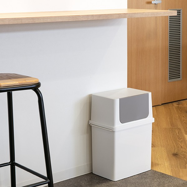 ゴミ箱 17L フロントオープン ふた付き スリム ベーシックダスト ( ごみ箱 17リットル キッチン ダストボックス 分別 シンプル スタッキング 積み重ね 角型 ペール フタ付き ごみばこ フロントオープンダスト 薄型 棚下 ) 【ホワイト】 ホワイト