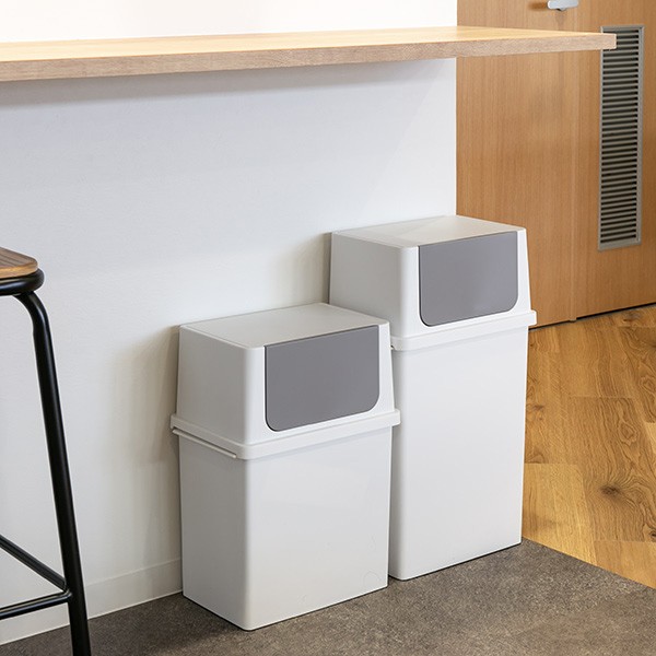 ゴミ箱 17L フロントオープン ふた付き スリム ベーシックダスト ( ごみ箱 17リットル キッチン ダストボックス 分別 シンプル スタッキング 積み重ね 角型 ペール フタ付き ごみばこ フロントオープンダスト 薄型 棚下 ) 【ホワイト】 ホワイト