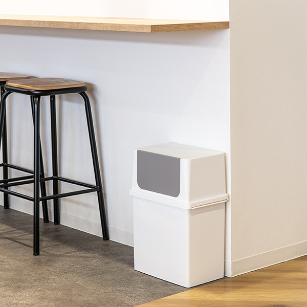 ゴミ箱 17L フロントオープン ふた付き スリム ベーシックダスト ( ごみ箱 17リットル キッチン ダストボックス 分別 シンプル スタッキング 積み重ね 角型 ペール フタ付き ごみばこ フロントオープンダスト 薄型 棚下 ) 【ホワイト】 ホワイト