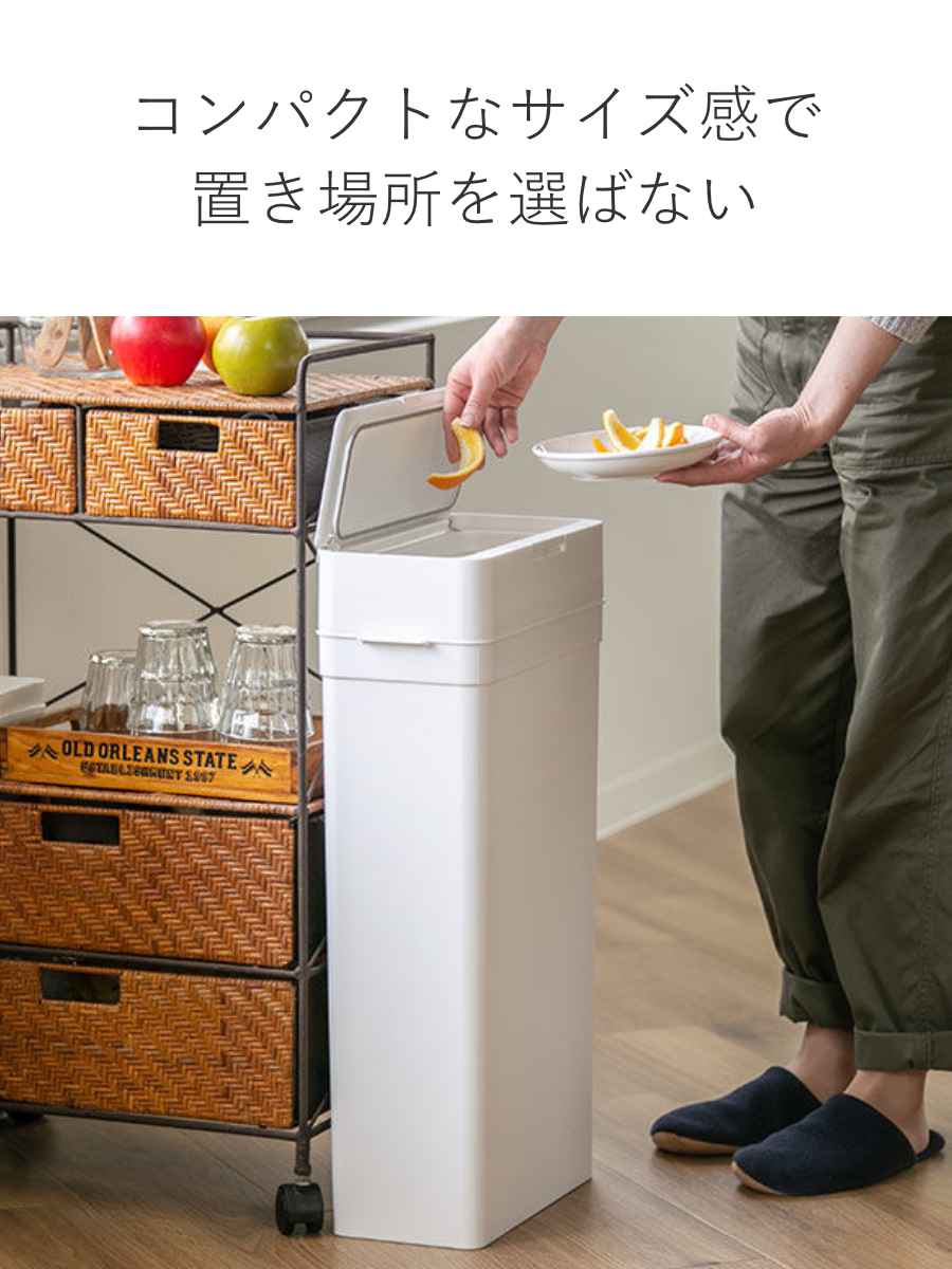 ゴミ箱 25L シールズ 密閉 スリム ( ごみ箱 薄型 25リットル 奥行16.5 ニオイ 防止 分別 プッシュ ふた 角型 キッチン 防臭 ふた付き パッキン 袋 見えない 棚下 カウンター ラック 下 生ゴミ おむつ ) 【グレー】 グレー