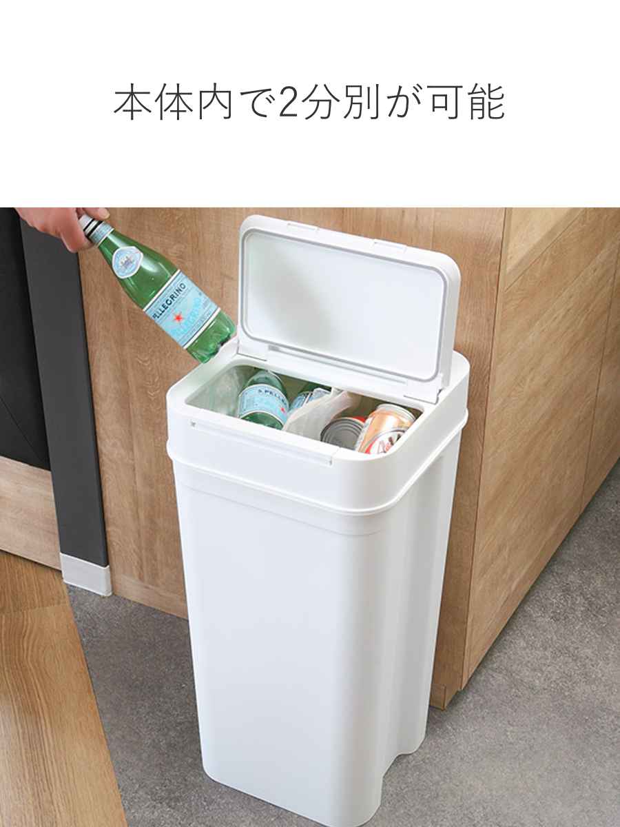 ゴミ箱 45L シールズ 密閉 ( ごみ箱 45リットル 幅31.5 ニオイ 防止 分別 プッシュ ふた 角型 キッチン スリム 防臭 ふた付き パッキン 袋 見えない 棚下 カウンター ラック 下 生ゴミ おむつ シンプル ) 【ベージュ】 ベージュ