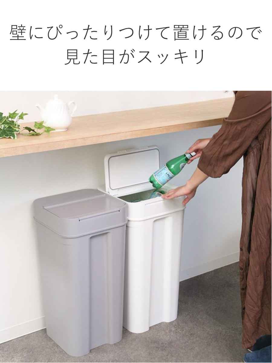 ゴミ箱 45L シールズ 密閉 ( ごみ箱 45リットル 幅31.5 ニオイ 防止 分別 プッシュ ふた 角型 キッチン スリム 防臭 ふた付き パッキン 袋 見えない 棚下 カウンター ラック 下 生ゴミ おむつ シンプル ) 【ベージュ】 ベージュ