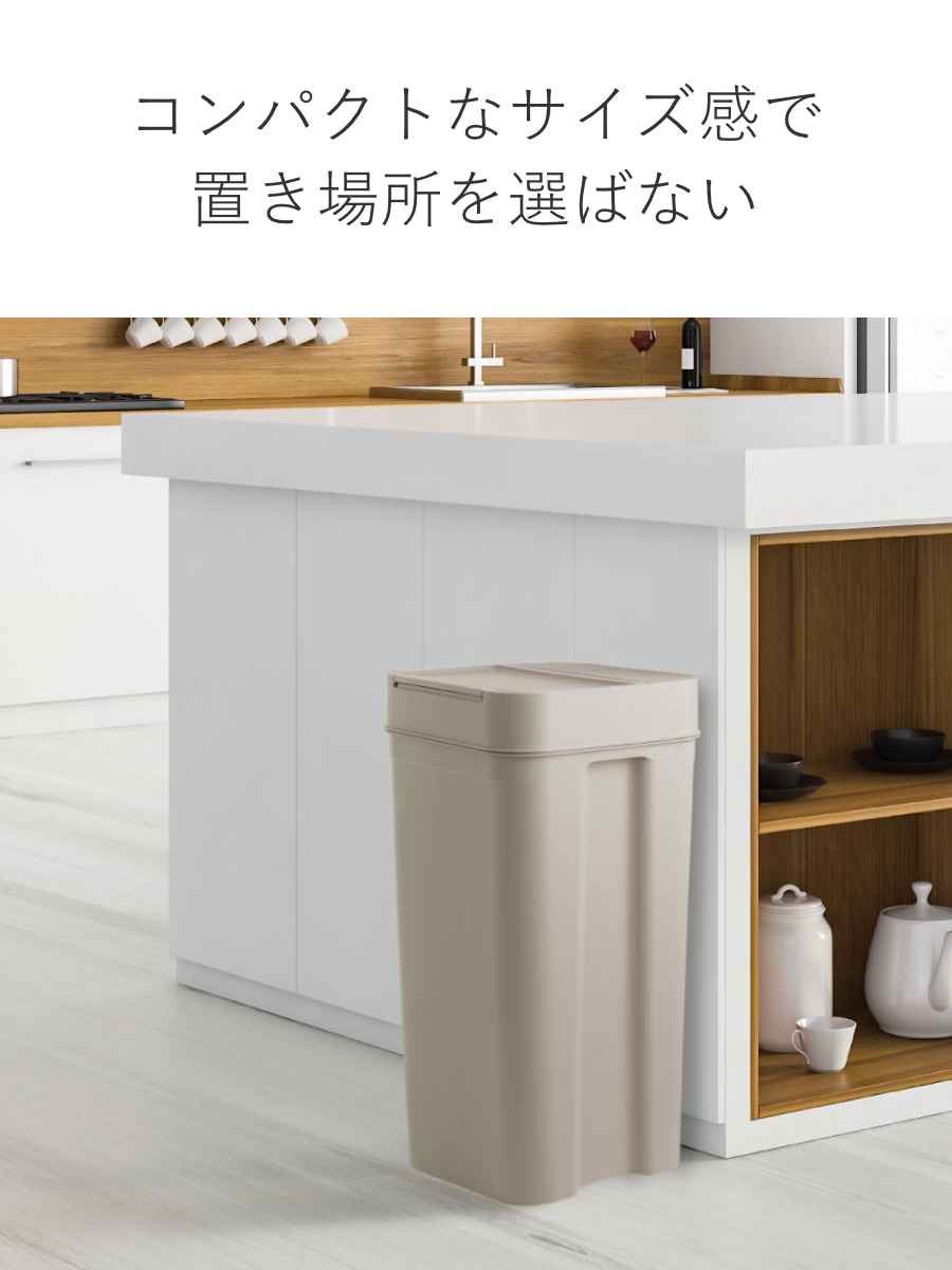 ゴミ箱 45L シールズ 密閉 ( ごみ箱 45リットル 幅31.5 ニオイ 防止 分別 プッシュ ふた 角型 キッチン スリム 防臭 ふた付き パッキン 袋 見えない 棚下 カウンター ラック 下 生ゴミ おむつ シンプル ) 【ベージュ】 ベージュ