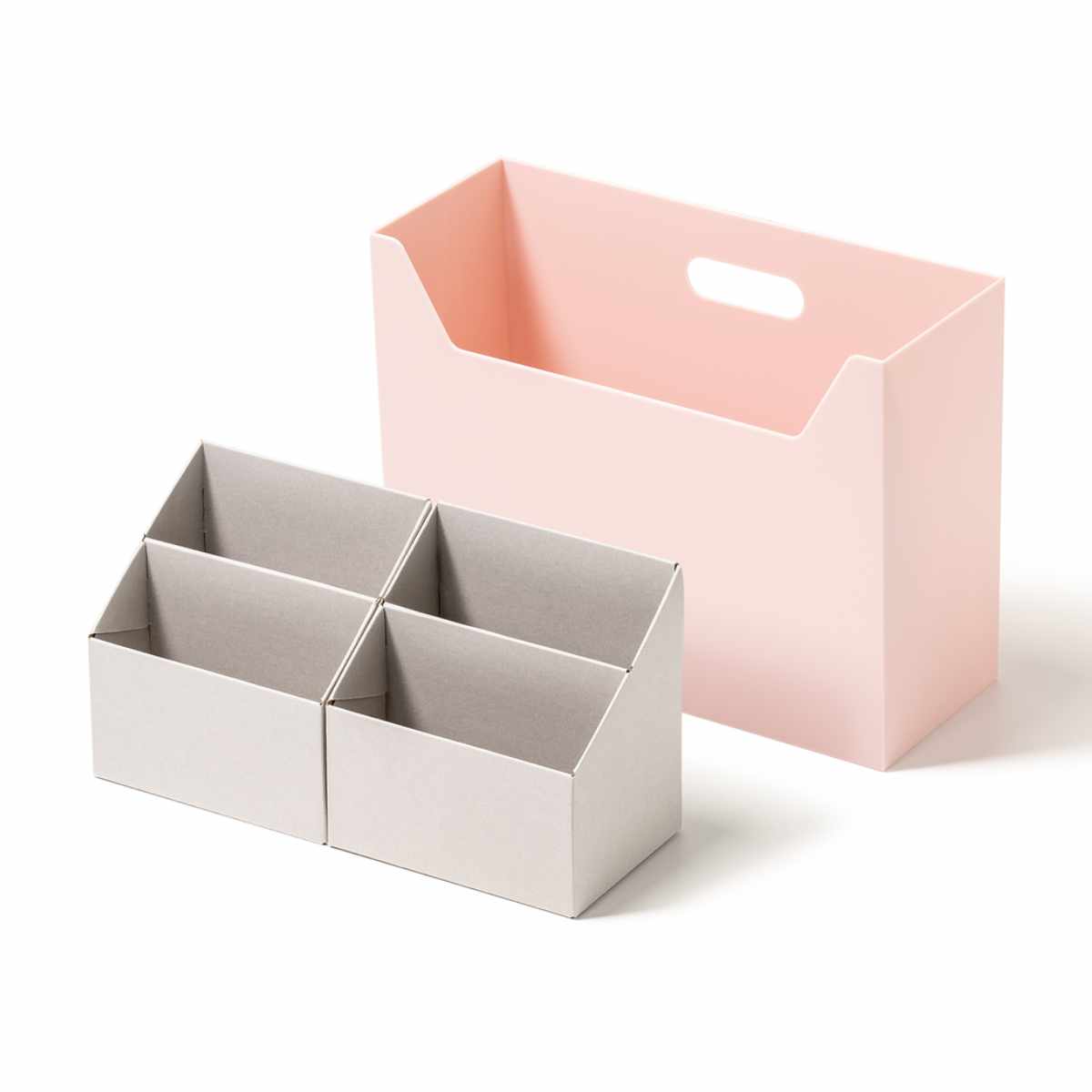 収納ボックス 持ち運びが出来る収納ボックス インナーM2個セット ( 収納ケース ファイルボックス 収納 仕切り ボックス デスク周り 小物収納 日本製 ファイルスタンド インナーケース 小分け 整理 文房具 持ち運び おしゃれ ) 【オールホワイト】 オールホワイト