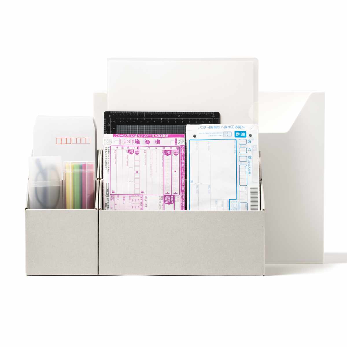 収納ボックス 持ち運びが出来る収納ボックス インナーS・L2個セット ( 収納ケース ファイルボックス 収納 仕切り ボックス デスク周り 小物収納 日本製 ファイルスタンド インナーケース 小分け 整理 文房具 持ち運び おしゃれ ) 【グレー】 グレー