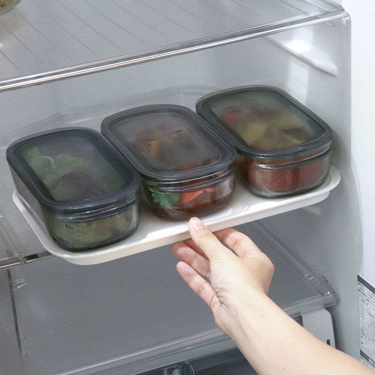 収納トレー 調理ができる保存容器 Lサイズ ( 日本製 トレー 専用トレー トレー単品 トレイ like-it ライクイット 調理ができる保存容器用 収納トレイ プレート お盆 整理 整頓 整列 冷蔵庫内 冷凍庫内 収納 )