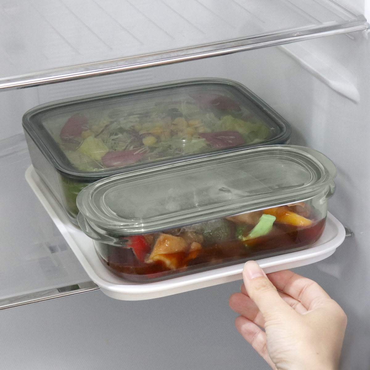 収納トレー 調理ができる保存容器 Lサイズ ( 日本製 トレー 専用トレー トレー単品 トレイ like-it ライクイット 調理ができる保存容器用 収納トレイ プレート お盆 整理 整頓 整列 冷蔵庫内 冷凍庫内 収納 )