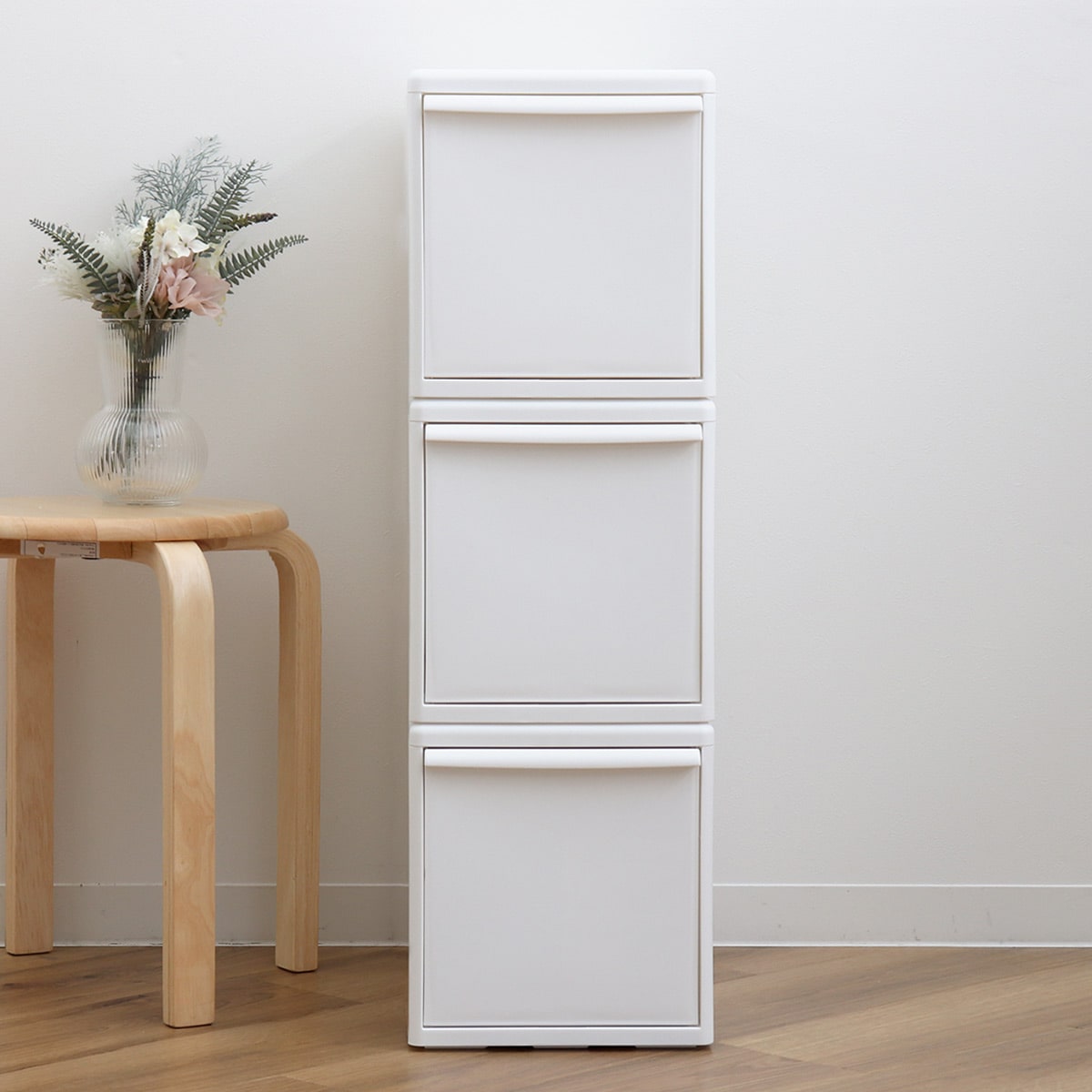 収納ケース 同色3個組 組み合わせて使える収納ケース ミディL ( 収納 プラスチック 引き出し 幅25.5×奥行46.5×高さ28cm 日本製 クローゼット 隙間収納 収納ボックス 脱衣所 押入れキッチン 積み重ね 同色3個セット ) 【オールベージュ】 オールベージュ