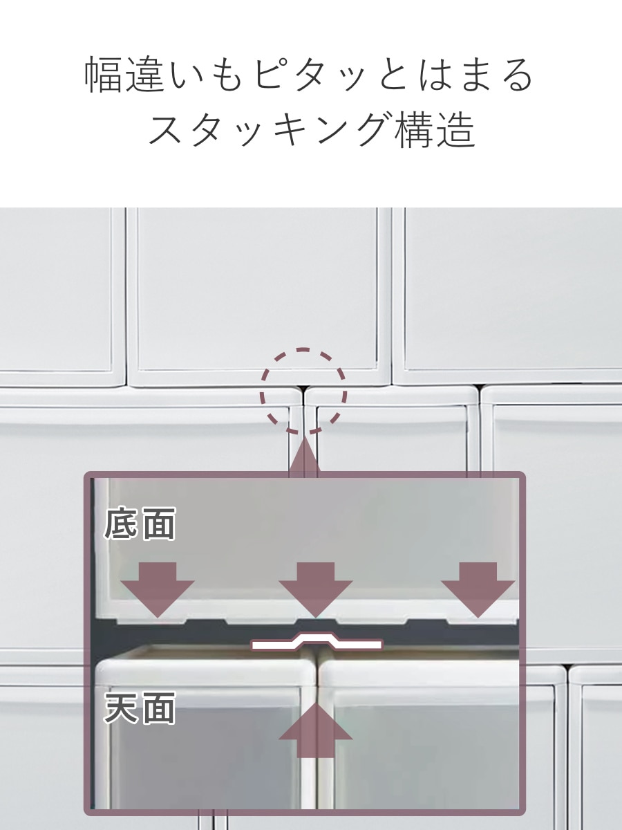 収納ケース ワイド M 幅34×奥行46.5×高さ21.5 ( MOS 収納ボックス プラスチック 引き出し 収納 ケース ボックス 日本製 クローゼット スタッキング ジョイント 押入れ収納 キッチン 洗面所 おもちゃ 衣類 白 ベージュ ) 【オールベージュ】 オールベージュ