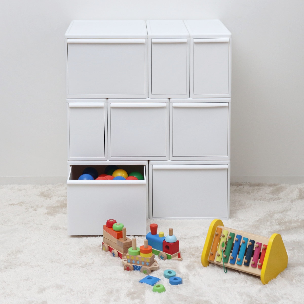 収納ケース ミディ L 幅25.5×奥行46.5×高さ28 ( MOS 収納ボックス プラスチック 引き出し 収納 ケース ボックス 日本製 クローゼット スタッキング ジョイント 押入れ収納 キッチン 洗面所 おもちゃ 衣類 白 ベージュ ) 【オールベージュ】 オールベージュ