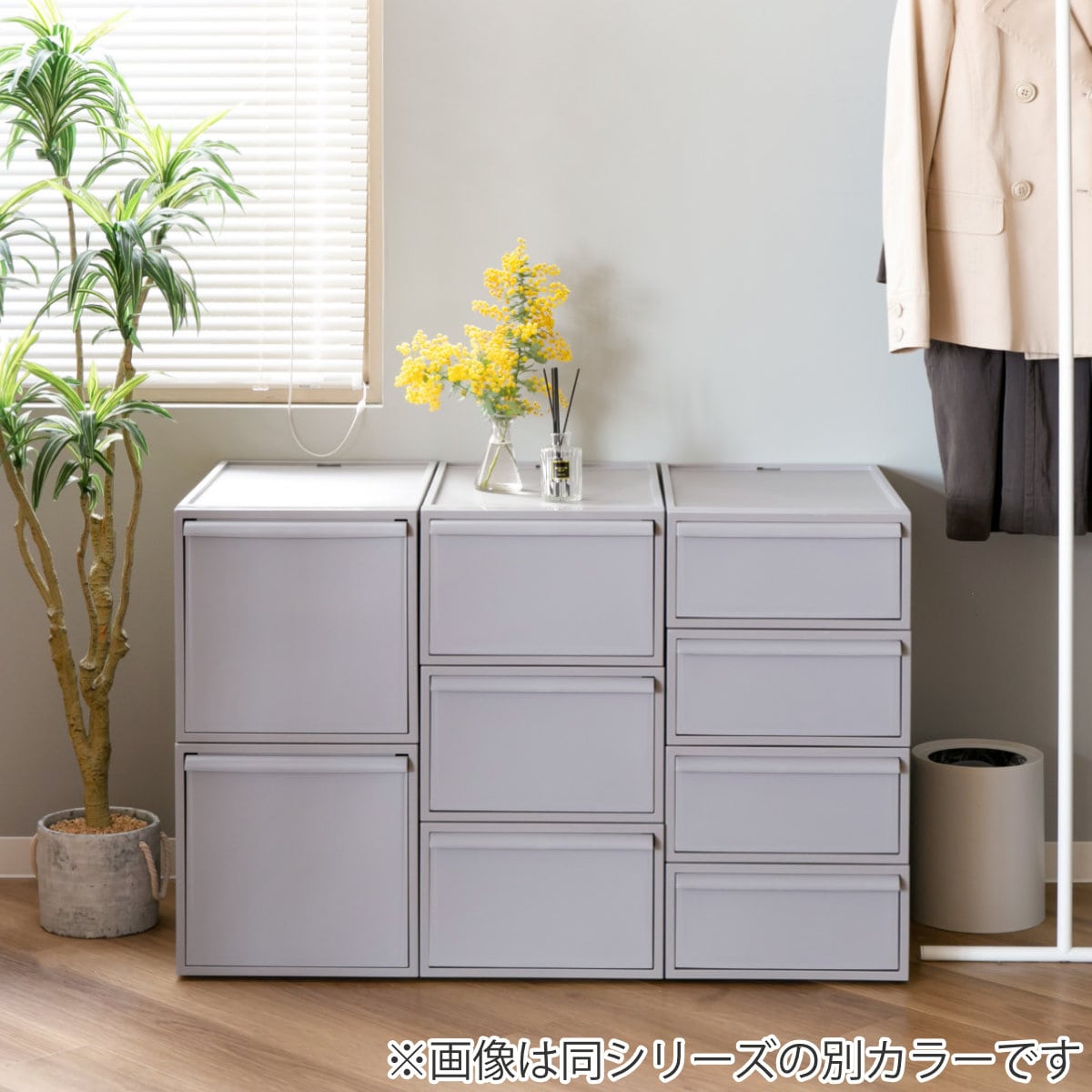 収納ケース ピンク 同色3個組 引き出し M 幅32×奥行52×高さ21.5cm クローゼットシステム ( 収納 クローゼット 衣類収納 収納ボックス 衣装ケース 積み重ね プラスチック 洋服 衣類 ケース おしゃれ 日本製 スタッキング 押入れ )