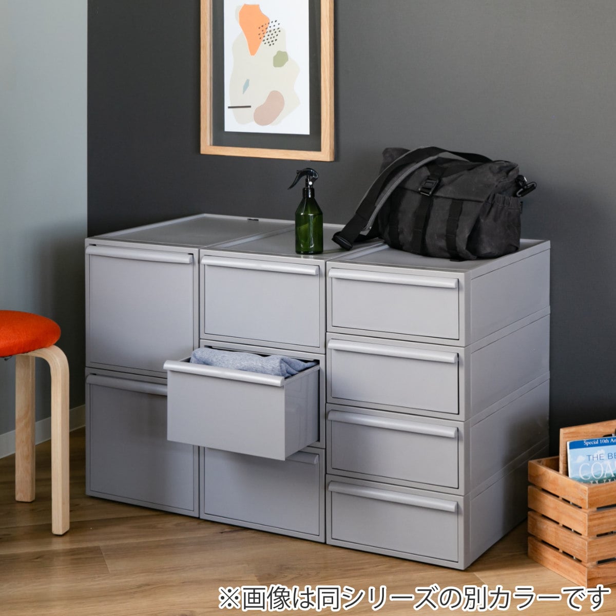 収納ケース ピンク 同色3個組 引き出し M 幅32×奥行52×高さ21.5cm クローゼットシステム ( 収納 クローゼット 衣類収納 収納ボックス 衣装ケース 積み重ね プラスチック 洋服 衣類 ケース おしゃれ 日本製 スタッキング 押入れ )