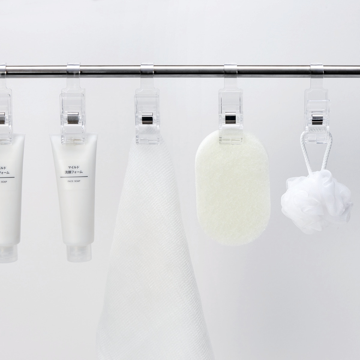 クリップ ハンギングクリップ ライクイット 2個入 ( チューブクリップ セット 洗面所 浴室 収納 お風呂 引っ掛け 吊り下げ フック フッククリップ タオルバー キッチン 洗面収納 洗面所収納 お風呂収納 小物収納 フック付 ) 【クリア】 クリア