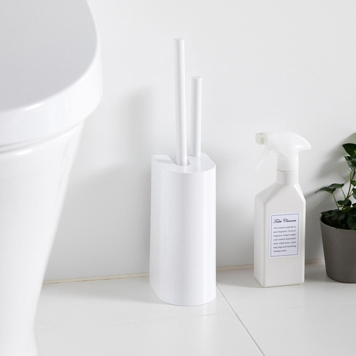 marna マーナ 2in1 SLIMトイレブラシ W585W ( ケース付きトイレ ブラシ トイレ掃除 掃除用品 シンプル 白 ノズル掃除 ミニブラシ付き トイレタリー クリーナー ホワイト おしゃれ )