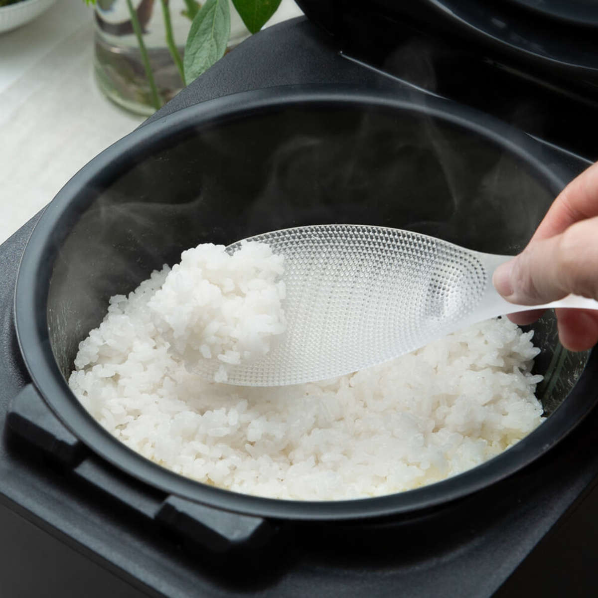 marna マーナ 極しゃもじ プレミアム K674 ( 食洗機対応 しゃもじ シャモジ 杓文字 くっつきにくい つかない エンボス加工 白米 ご飯 先端が浮く 衛生的 クリア 透明 キッチンツール )