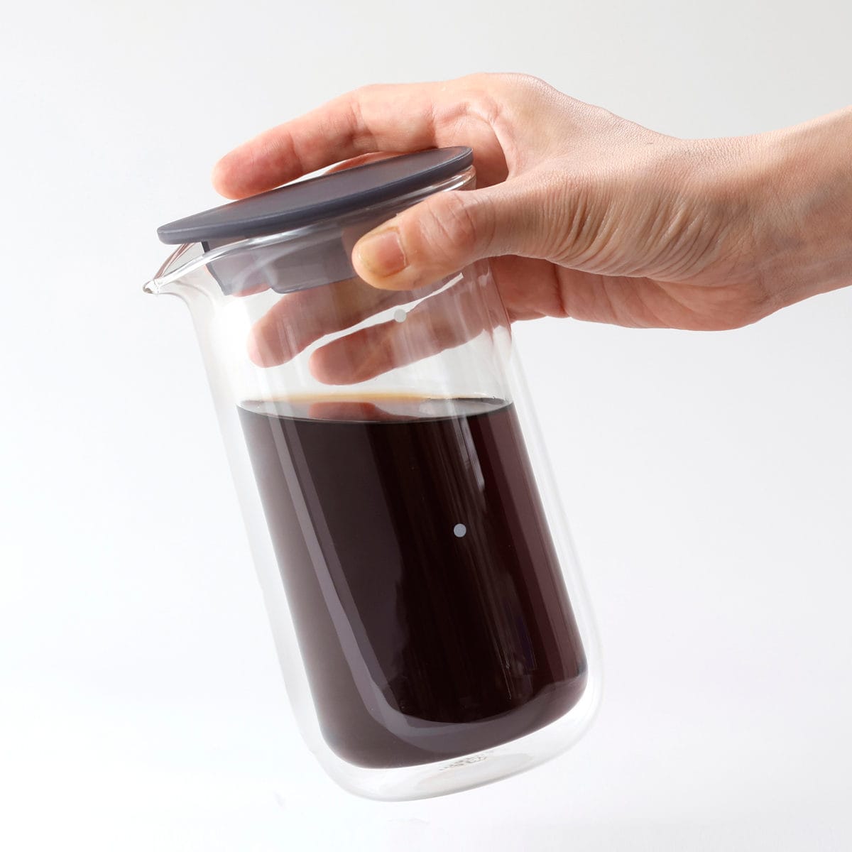 marna マーナ Readyto ダブルウォールカラフェ 530mL K794 ( 冷水筒 530ml 電子レンジ対応 耐熱 ガラス ピッチャー 食洗機対応 蓋付き 保温 保冷 おしゃれ かわいい コーヒーサーバー ティーポット サーバー )