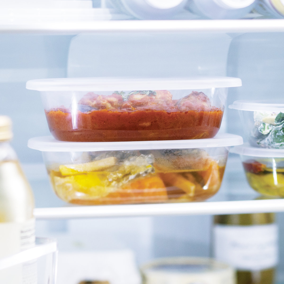 marna マーナ うつわにもなる保存容器 650mL 2個入り K832 ( 密閉 食洗機対応 電子レンジ対応 冷凍 キッチン 積み重ね スタッキング 収納 シンク下 ワンタッチ 保存 容器 軽量 ) 【ダークグレー】 ダークグレー