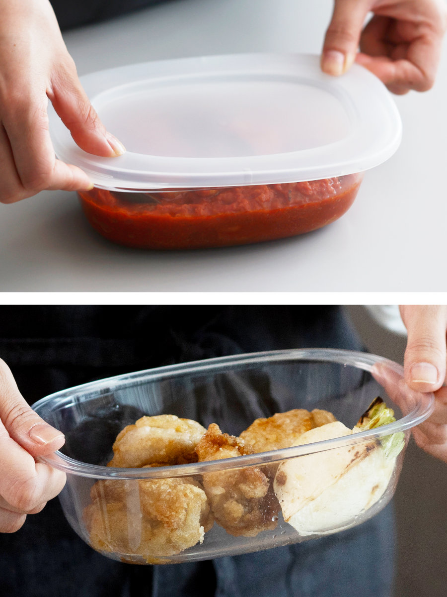 marna マーナ うつわにもなる保存容器 650mL 2個入り K832 ( 密閉 食洗機対応 電子レンジ対応 冷凍 キッチン 積み重ね スタッキング 収納 シンク下 ワンタッチ 保存 容器 軽量 ) 【ダークグレー】 ダークグレー