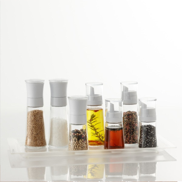 ミル M 140ml スタビアリュクス ペッパー&ソルトミル ( ソルト&ペッパーミル ペッパーミル ソルトミル 粗さ調節 粗挽き 細挽き 岩塩 手動式 ガラス製 胡椒挽き 塩コショウ 塩胡椒 塩こしょう 黒胡椒 粉砕機 下ごしらえ ) 【ホワイト】 ホワイト