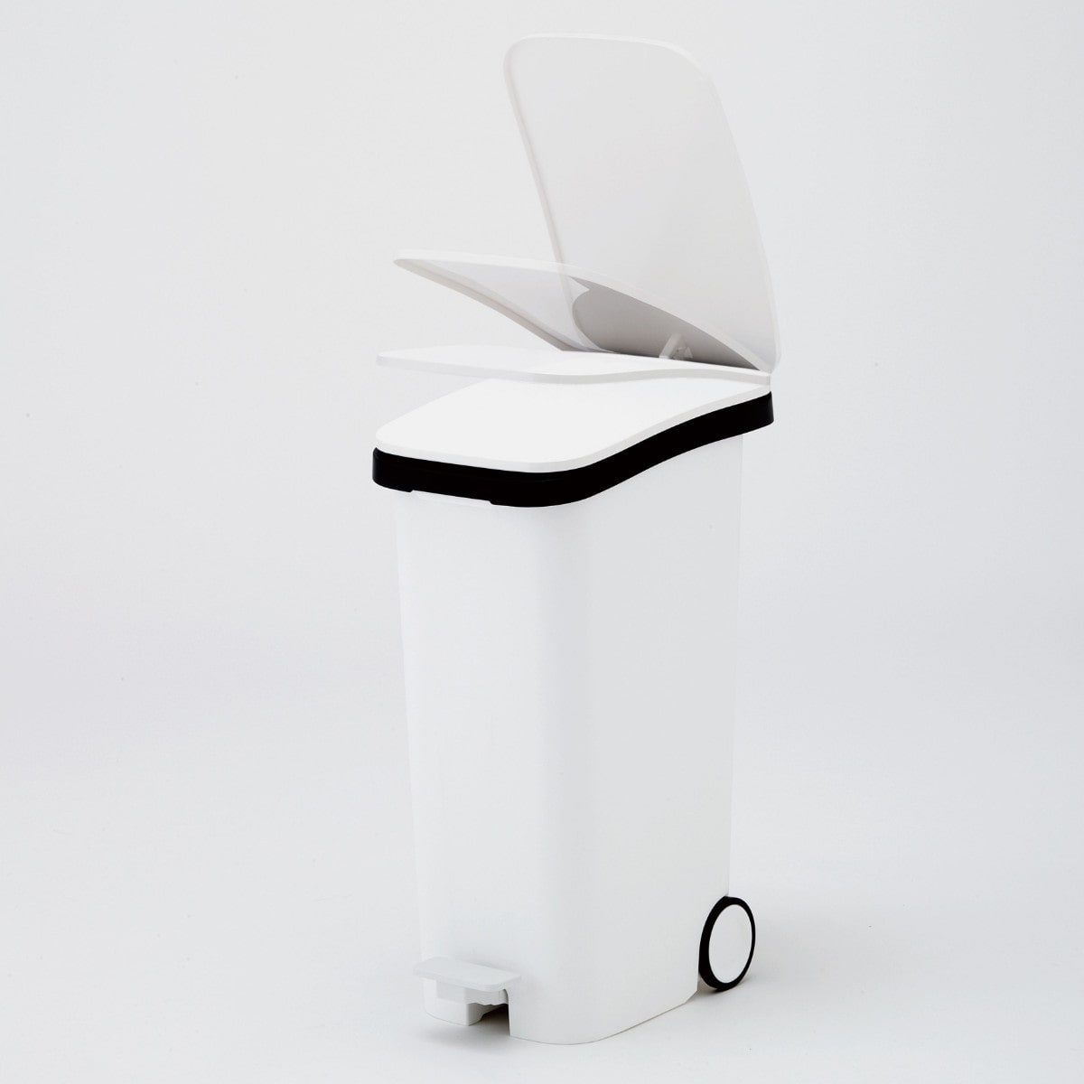 ゴミ箱 31L スムース ペタル ダストボックス ( ごみ箱 31リットル ペダル式 キャスター 付き シンプル スリム おしゃれ 袋止め付き 袋が見えにくい キッチン ホワイト ブラック メタル ウッド 木目 ) 【ウッド】 ウッド