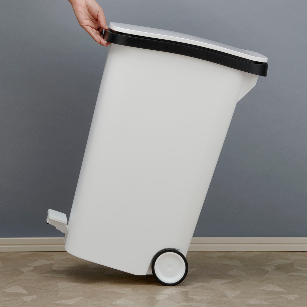 ゴミ箱 31L スムース ペタル ダストボックス ( ごみ箱 31リットル ペダル式 キャスター 付き シンプル スリム おしゃれ 袋止め付き 袋が見えにくい キッチン ホワイト ブラック メタル ウッド 木目 ) 【ウッド】 ウッド